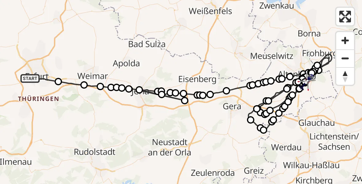 Flugroute Polizeihubschrauber Erfurt - Nobitz, 26 August 2026, 11:51
