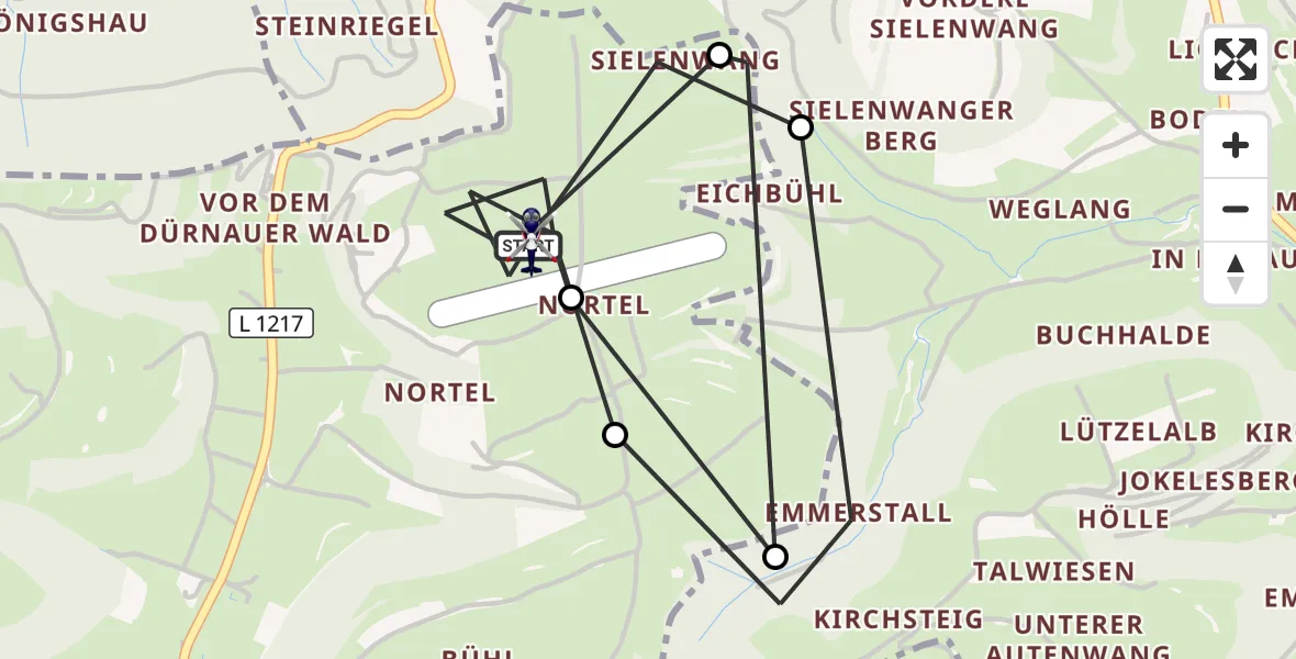 Flugroute Polizeihubschrauber Gruibingen-Nortel Flugplatz - Gruibingen-Nortel Flugplatz, 26 August 2026, 11:58