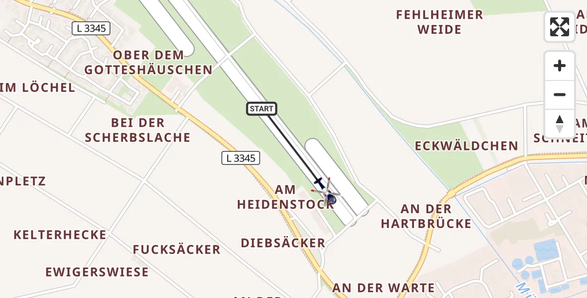 Flugroute Polizeihubschrauber Bensheimer Stadtwiesen Flugplatz - Bensheimer Stadtwiesen Flugplatz, 26 August 2026, 12:17