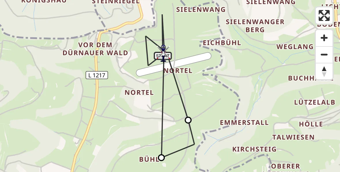 Flugroute Polizeihubschrauber Gruibingen-Nortel Flugplatz - Gruibingen-Nortel Flugplatz, 26 August 2026, 12:28
