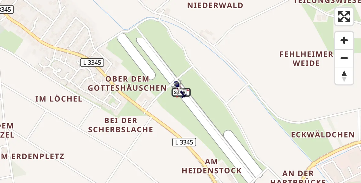 Flugroute Polizeihubschrauber Bensheimer Stadtwiesen Flugplatz - Bensheimer Stadtwiesen Flugplatz, 26 August 2026, 12:36