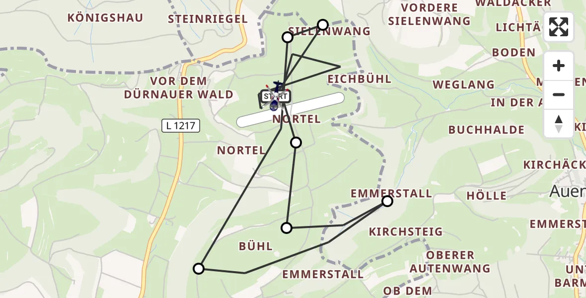 Flugroute Polizeihubschrauber Gruibingen-Nortel Flugplatz - Gruibingen-Nortel Flugplatz, 26 August 2026, 12:38
