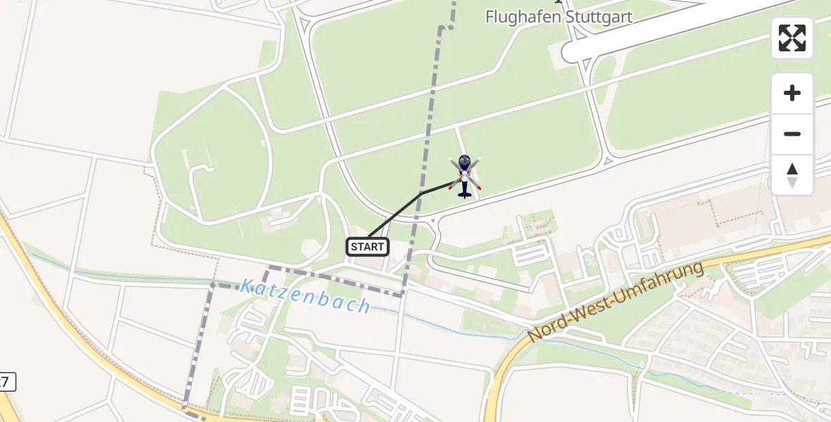 Flugroute Polizeihubschrauber Flughafen Stuttgart - Flughafen Stuttgart, 26 August 2026, 12:43