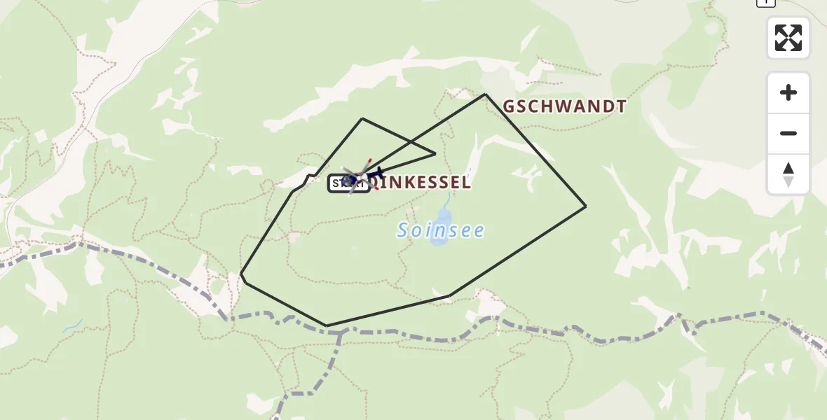 Flugroute Polizeihubschrauber Brannenburg - Brannenburg, 26 August 2026, 12:50