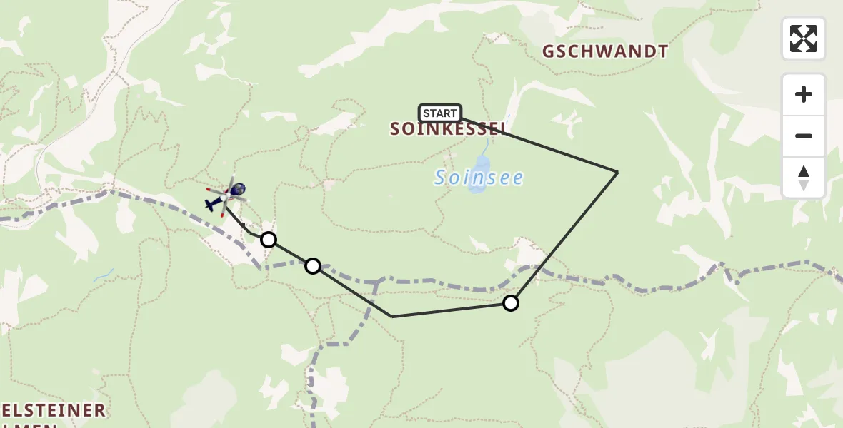 Flugroute Polizeihubschrauber Brannenburg - Brannenburg, 26 August 2026, 12:57