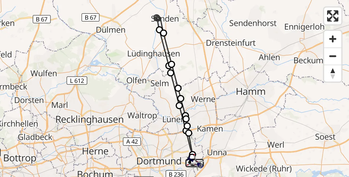 Flugroute Polizeihubschrauber Dortmund Flughafen - Dortmund Flughafen, 26 August 2026, 12:58