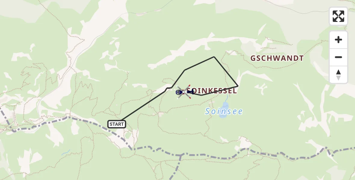 Flugroute Polizeihubschrauber Brannenburg - Brannenburg, 26 August 2026, 13:01