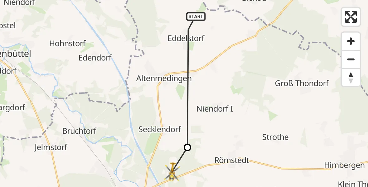 Flugroute Rettungshubschrauber Altenmedingen - Bad Bevensen, 26 August 2026, 13:27