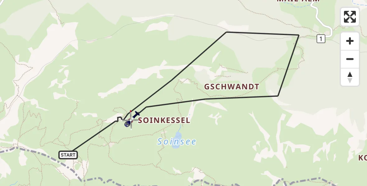 Flugroute Polizeihubschrauber Brannenburg - Brannenburg, 26 August 2026, 13:56