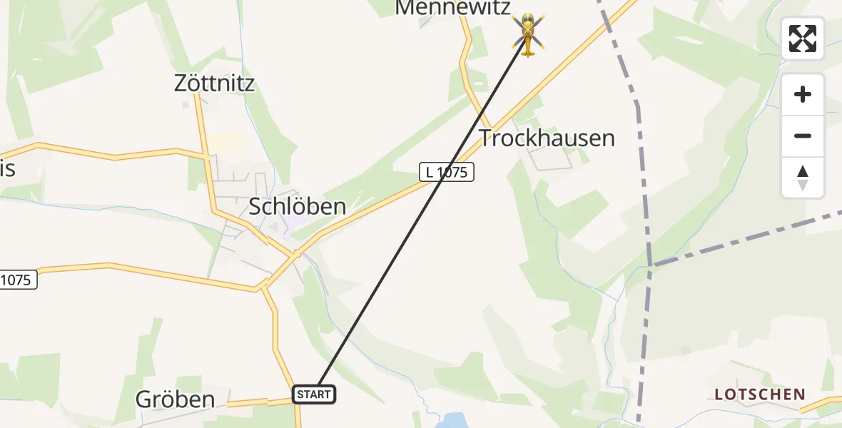 Flugroute Rettungshubschrauber Schlöben - Schlöben, 26 August 2026, 14:48