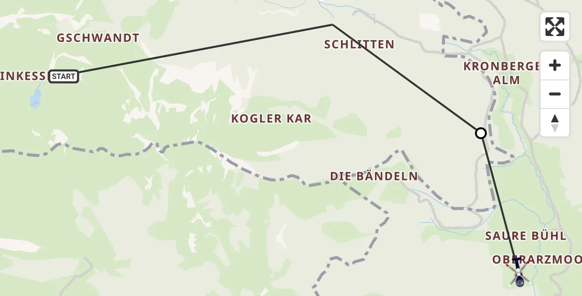 Flugroute Polizeihubschrauber Brannenburg - Flintsbach a.Inn, 26 August 2026, 15:14