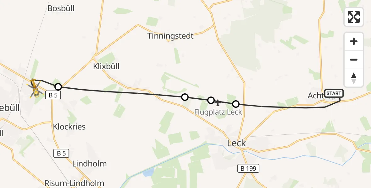 Flugroute Ambulanzhubschrauber Achtrup - Niebüll, 26 August 2026, 15:57