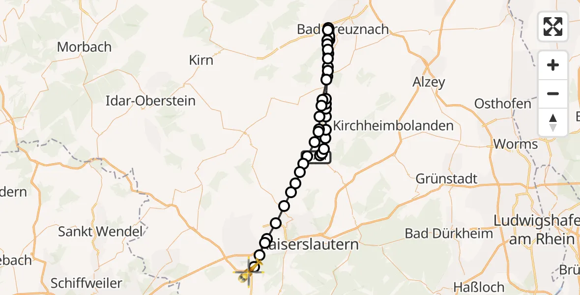 Flugroute Rettungshubschrauber Rockenhausen - Bann, 26 August 2026, 16:04