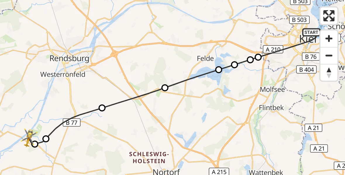 Flugroute Ambulanzhubschrauber Kiel - Breiholz, 26 August 2026, 16:28
