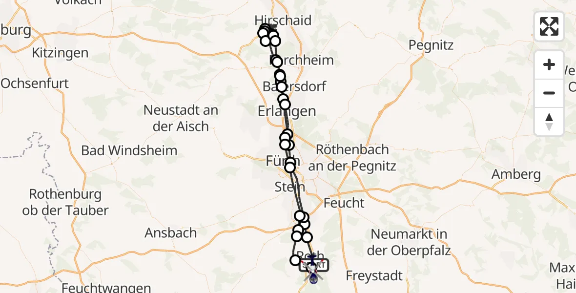 Flugroute Polizeihubschrauber Roth - Flugplatz Roth, 26 August 2026, 16:47