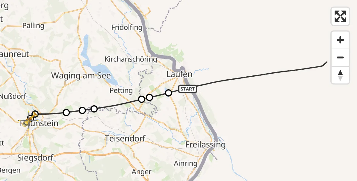 Flugroute Rettungshubschrauber Laufen - Traunstein Hospital, 26 August 2026, 17:03