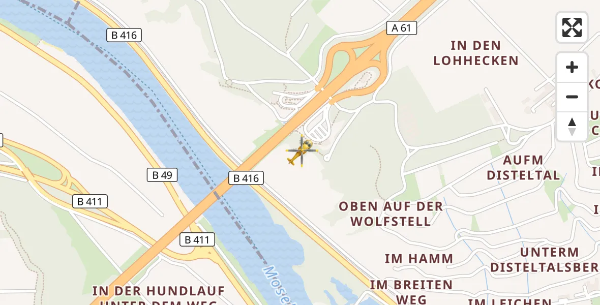 Flugroute Rettungshubschrauber Winningen - Winningen, 26 August 2026, 17:06
