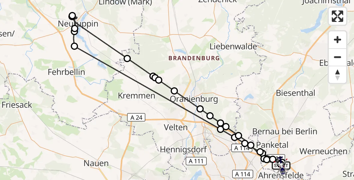 Flugroute Polizeihubschrauber Ahrensfelde Hubschrauberlandeplatz - Ahrensfelde Hubschrauberlandeplatz, 26 August 2026, 17:16