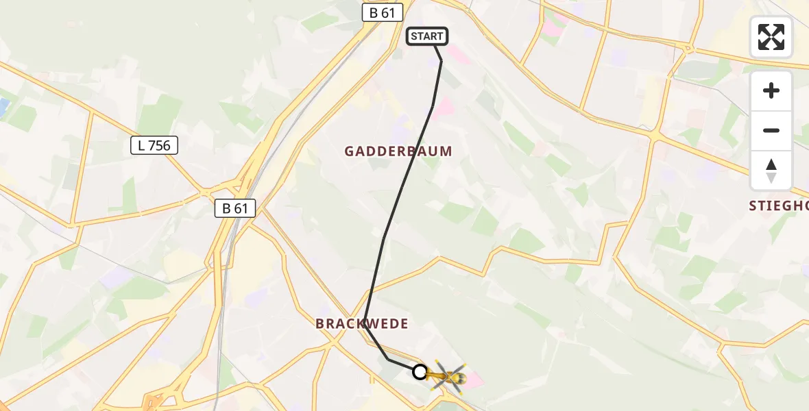 Flugroute Rettungshubschrauber Bielefeld - Luftrettungszentrum Bielefeld, 26 August 2026, 18:25