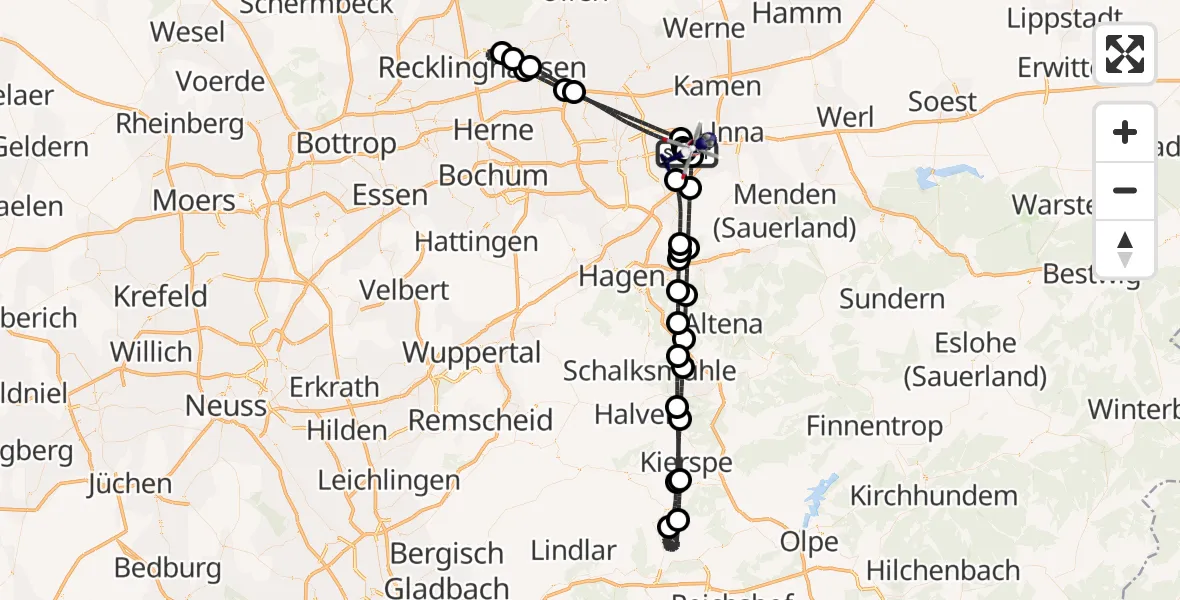 Flugroute Polizeihubschrauber Dortmund Flughafen - Dortmund Flughafen, 27 August 2026, 01:30