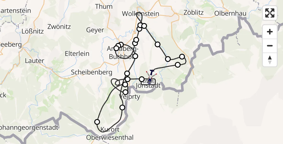 Flugroute Polizeihubschrauber Jöhstadt - Jöhstadt, 27 August 2026, 06:23