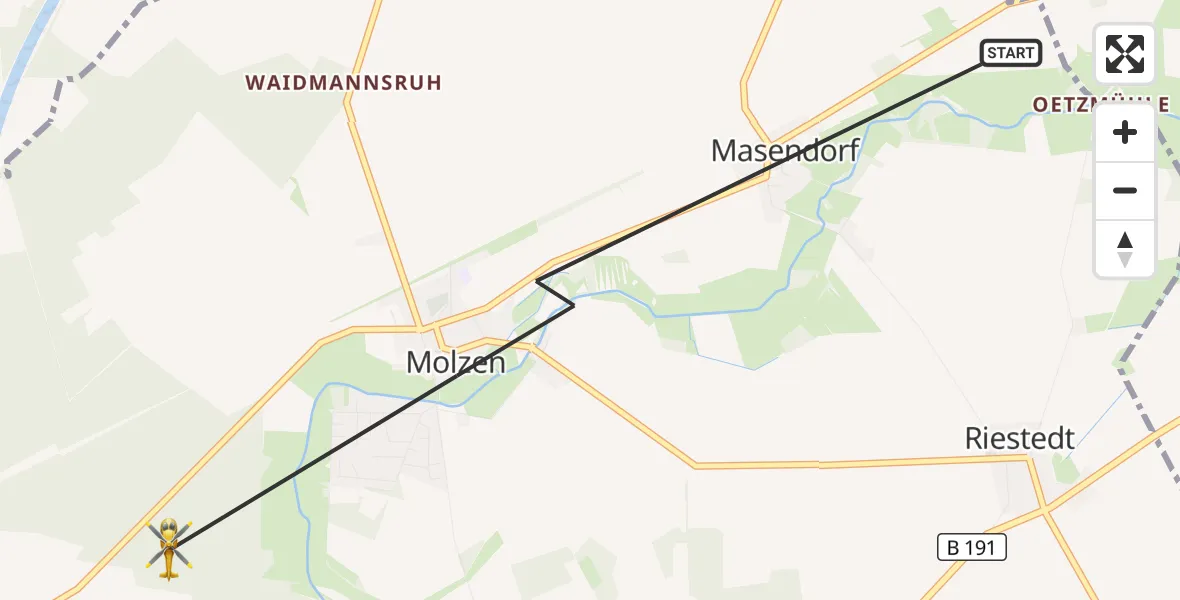 Flugroute Rettungshubschrauber Uelzen - Uelzen, 27 August 2026, 06:34