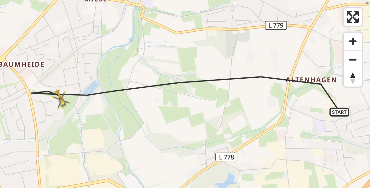 Flugroute Rettungshubschrauber Bielefeld - Bielefeld, 27 August 2026, 06:52