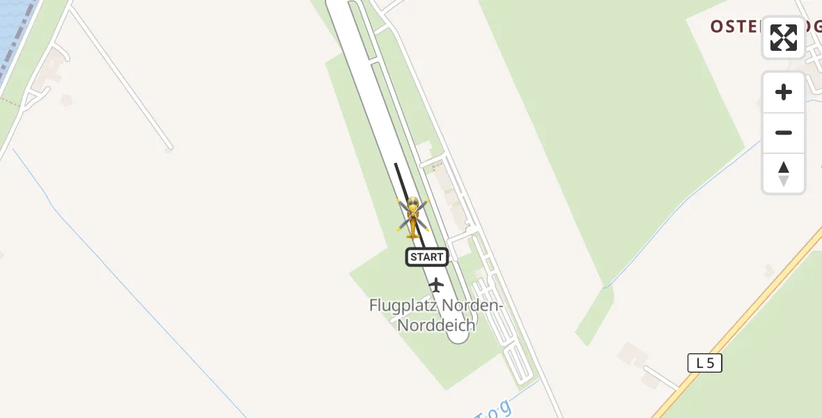 Flugroute Ambulanzhubschrauber Norden-Norddeich Flughafen - Norden-Norddeich Flughafen, 27 August 2026, 07:30
