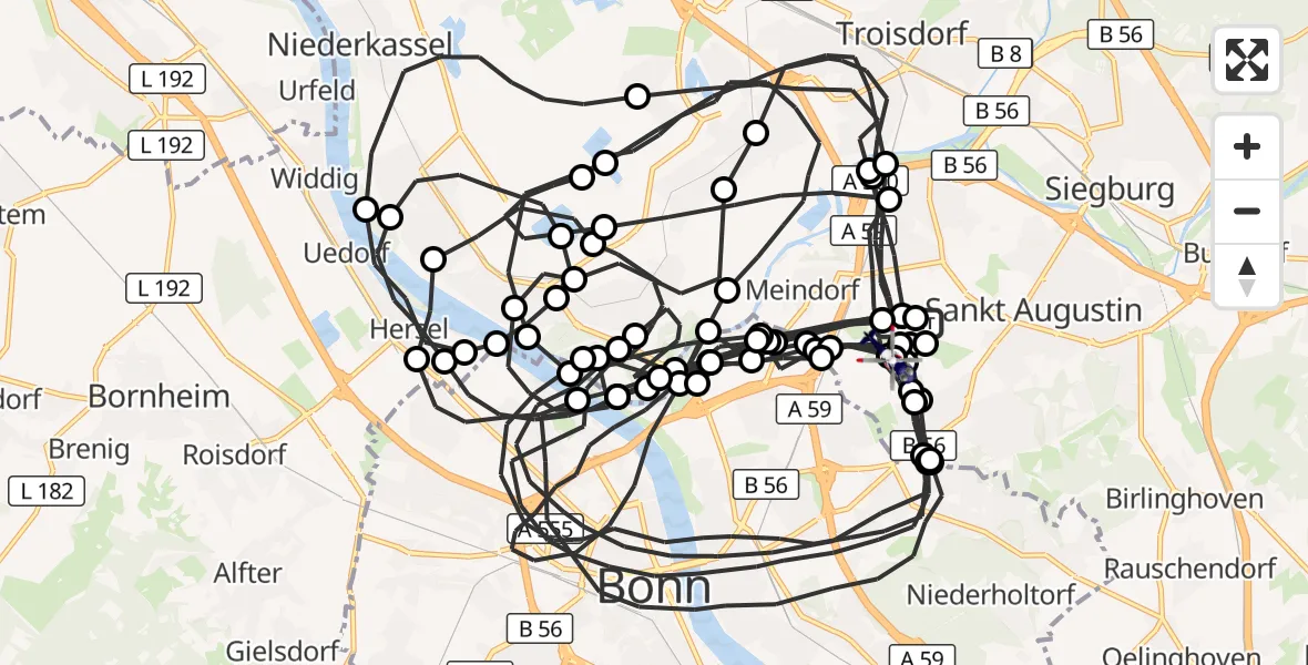 Flugroute Polizeihubschrauber Sankt Augustin - Sankt Augustin, 27 August 2026, 08:01