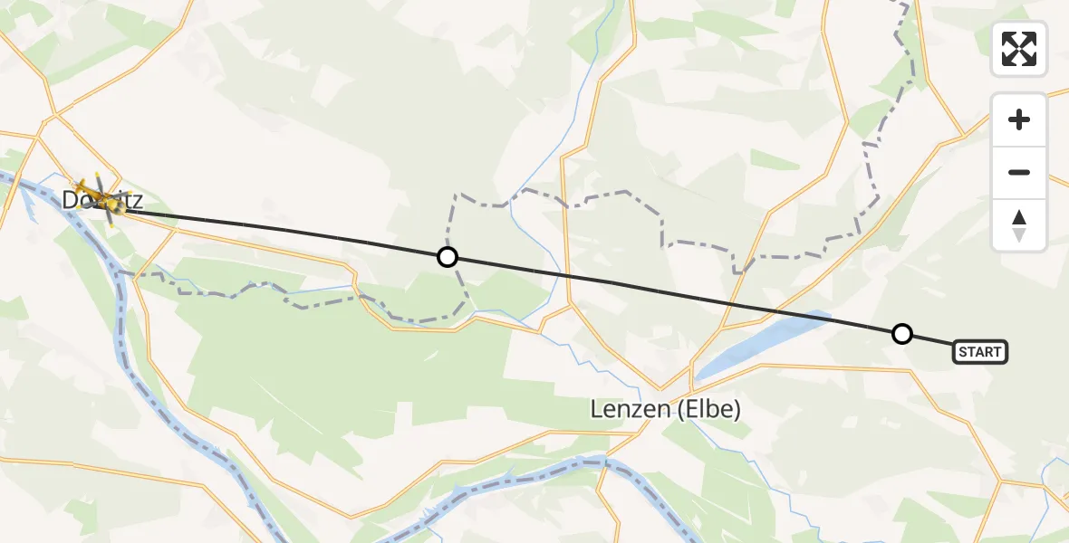 Flugroute Rettungshubschrauber Lanz - Dömitz, 27 August 2026, 08:26