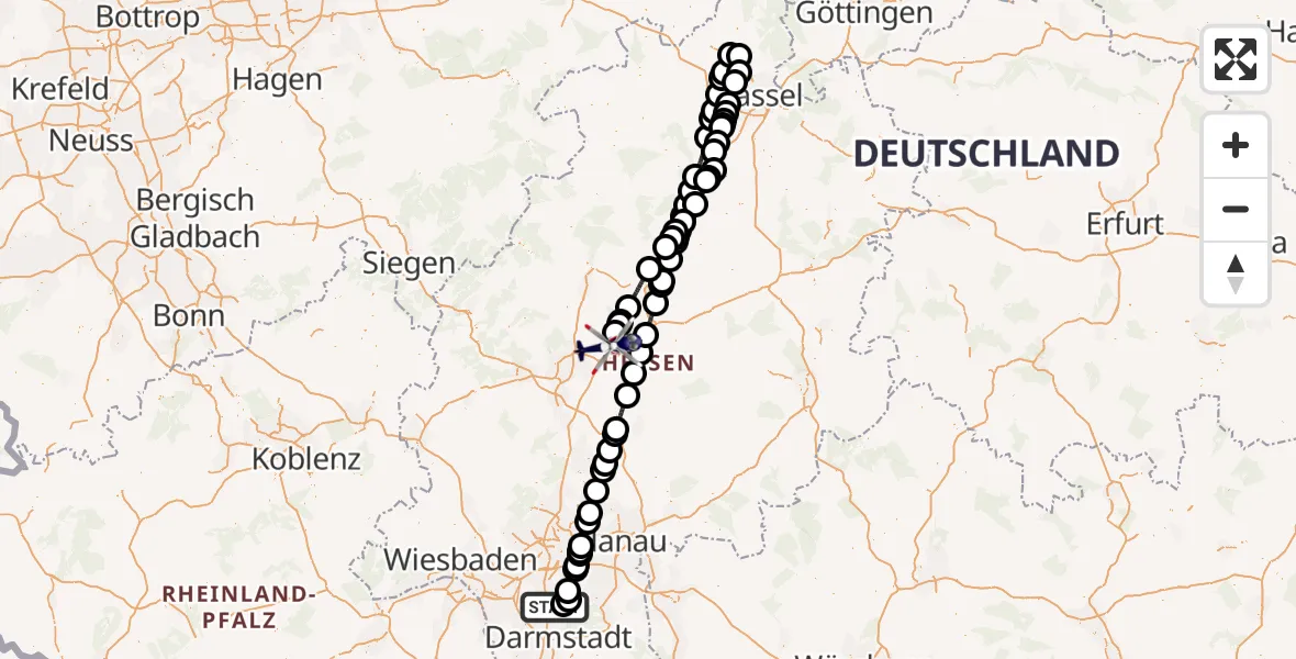 Flugroute Polizeihubschrauber Flughafen Frankfurt-Egelsbach - Rabenau, 27 August 2026, 08:27