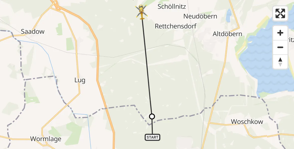 Flugroute Rettungshubschrauber Großräschen - Luckaitztal, 27 August 2026, 08:33