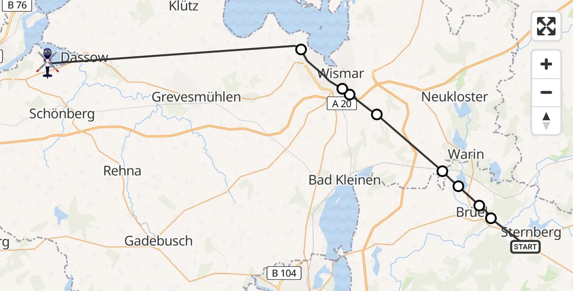 Flugroute Polizeihubschrauber Sternberg - Lübeck, 27 August 2026, 08:54