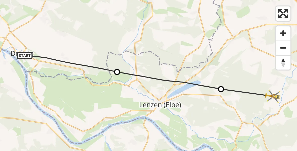 Flugroute Rettungshubschrauber Dömitz - Karstädt, 27 August 2026, 08:54