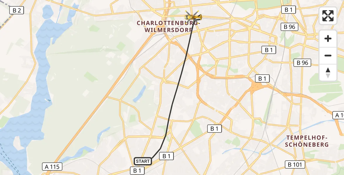 Flugroute Rettungshubschrauber Berlin - Berlin, 27 August 2026, 08:57