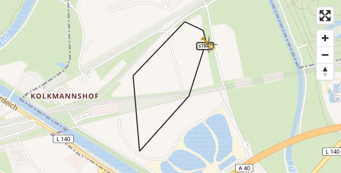 Flugroute Rettungshubschrauber Mülheim an der Ruhr - Mülheim an der Ruhr, 27 August 2026, 09:15