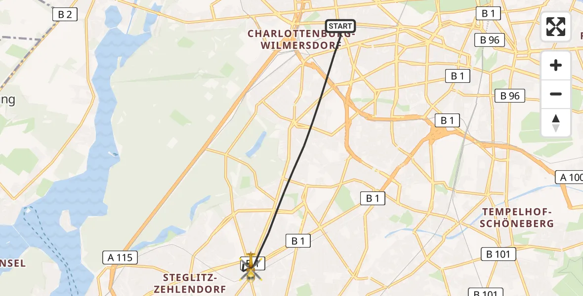 Flugroute Rettungshubschrauber Berlin - Berlin, 27 August 2026, 09:20