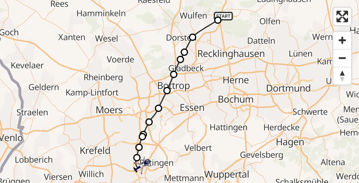 Flugroute Polizeihubschrauber Haltern am See - Düsseldorf Flughafen, 27 August 2026, 09:36