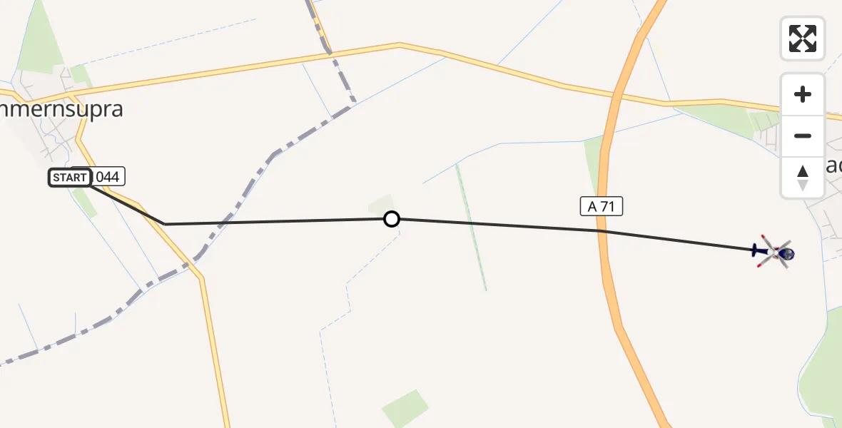 Flugroute Polizeihubschrauber Zimmernsupra - Erfurt, 27 August 2026, 09:49