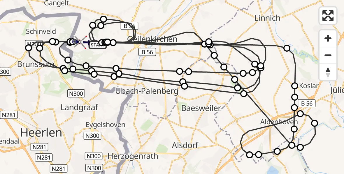 Flugroute Polizeihubschrauber Militärflugplatz Geilenkirchen - Militärflugplatz Geilenkirchen, 27 August 2026, 11:03