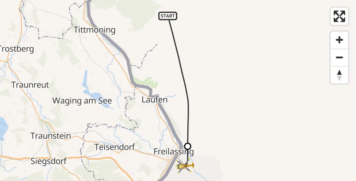 Flugroute Rettungshubschrauber Hochburg-Ach - Rott, 27 August 2026, 11:07