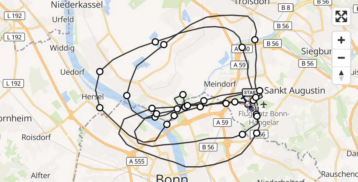 Flugroute Polizeihubschrauber Sankt Augustin - Sankt Augustin, 27 August 2026, 11:11