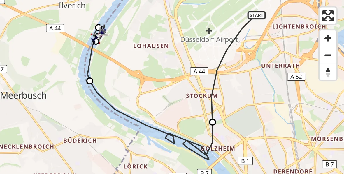 Flugroute Polizeihubschrauber Düsseldorf Flughafen - Düsseldorf, 27 August 2026, 12:04