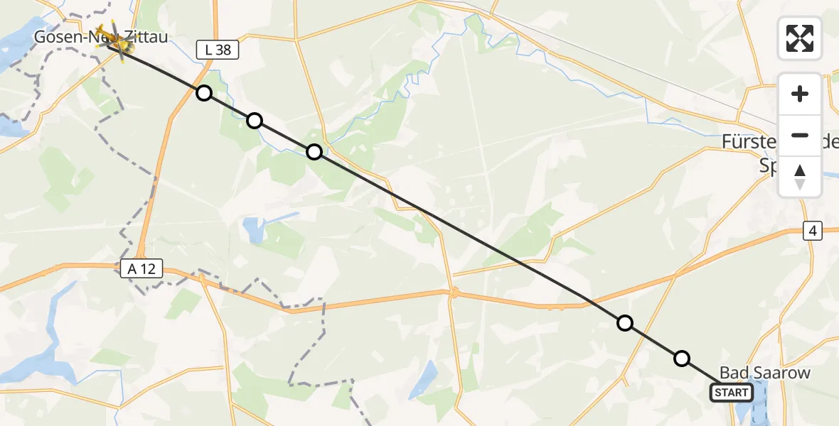 Flugroute Rettungshubschrauber Bad Saarow - Gosen-Neu Zittau, 27 August 2026, 12:09