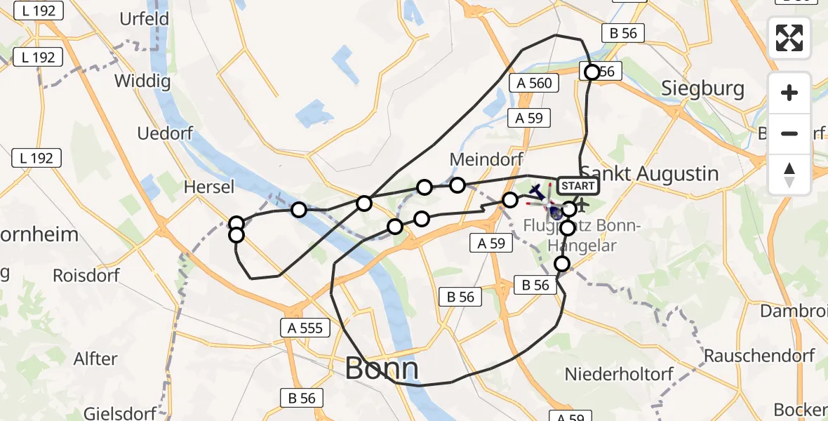 Flugroute Polizeihubschrauber Sankt Augustin - Sankt Augustin, 27 August 2026, 12:15