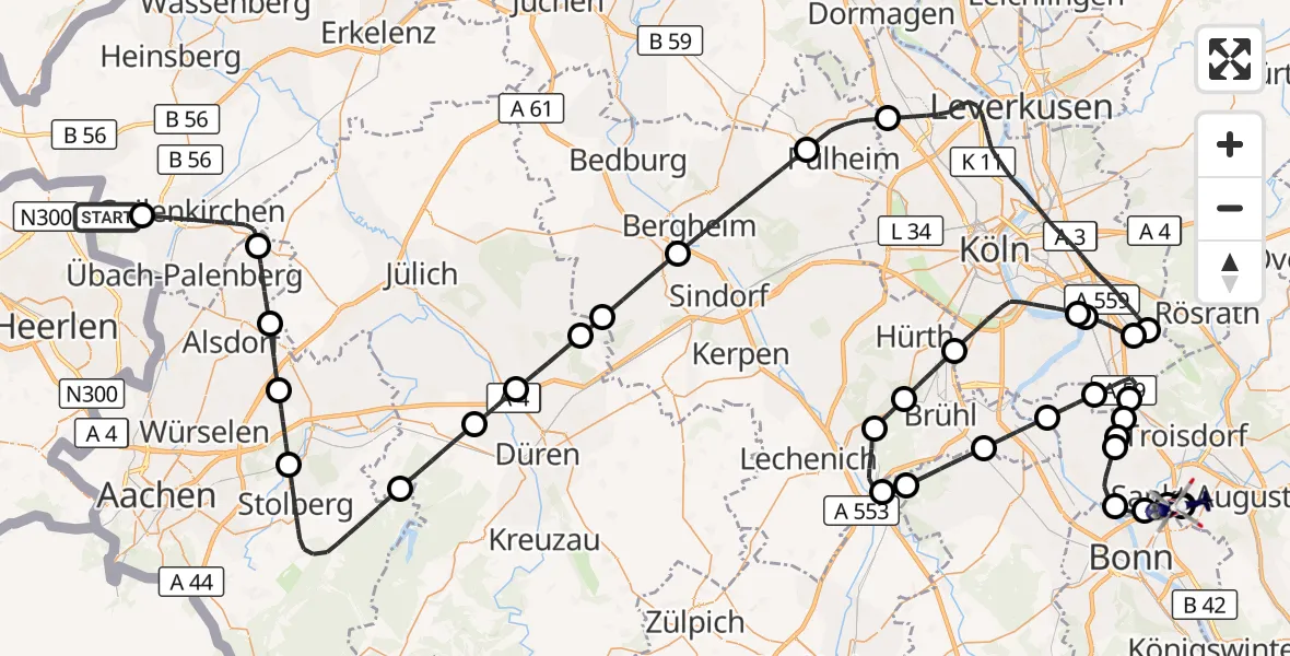 Flugroute Polizeihubschrauber Militärflugplatz Geilenkirchen - Sankt Augustin, 27 August 2026, 12:18