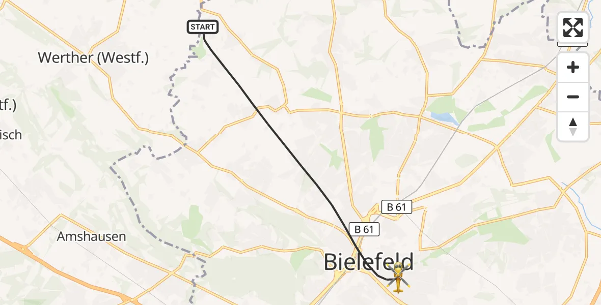 Flugroute Rettungshubschrauber Bielefeld - Bielefeld, 27 August 2026, 12:27