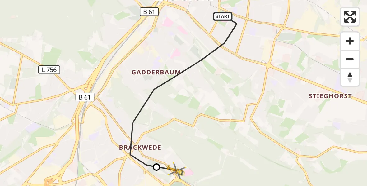Flugroute Rettungshubschrauber Bielefeld - Luftrettungszentrum Bielefeld, 27 August 2026, 12:46