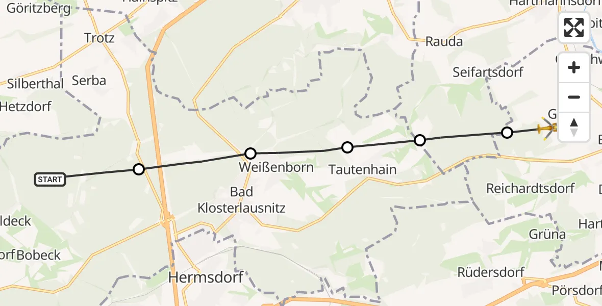 Flugroute Rettungshubschrauber Waldeck - Bad Köstritz, 27 August 2026, 13:04