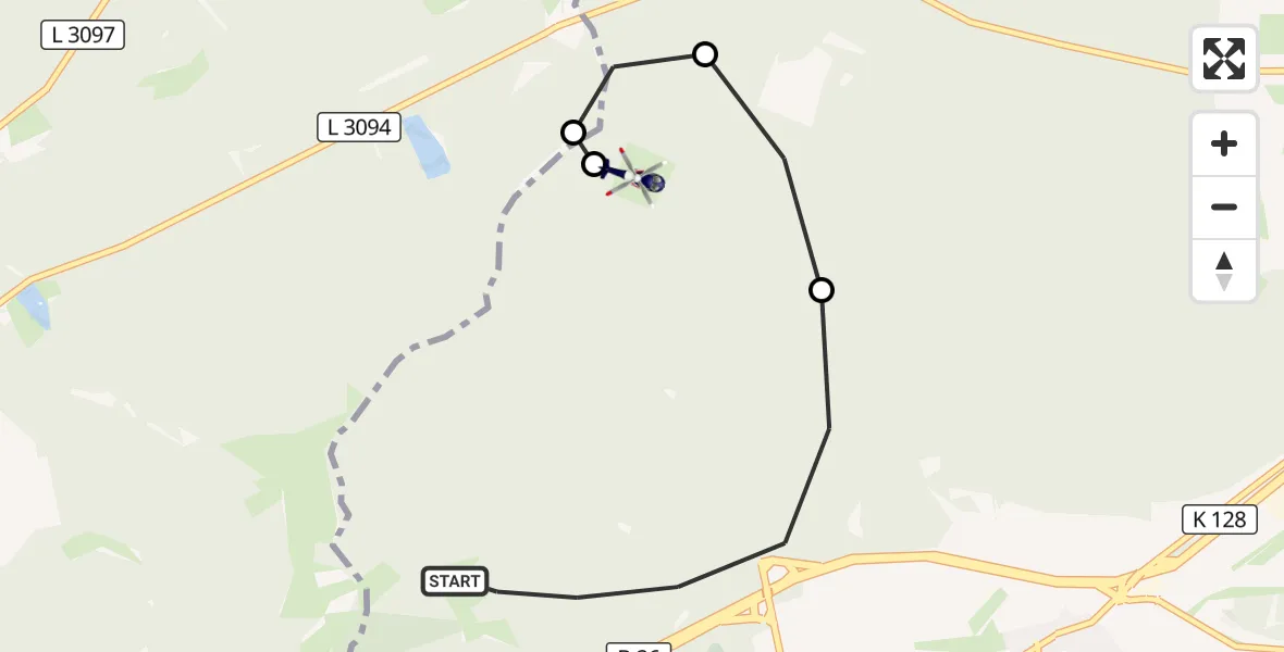Flugroute Polizeihubschrauber Roßdorf - Messel, 27 August 2026, 13:36